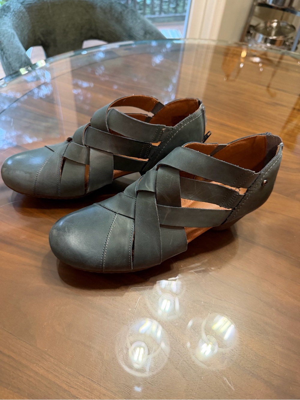 Woven Cutout Slip-On 1.5in heel Dark Teal